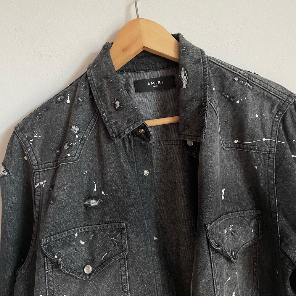AMIRI Western Denim Paint Shirt In Black S - Picture 4 of 13